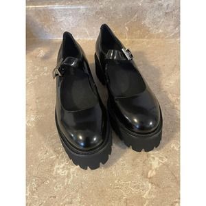 Black Patent Mary Jane Platform Loafers